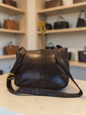 Rich Brown Vintage All Leather Shoulder Bag by Lord and Taylor EUC